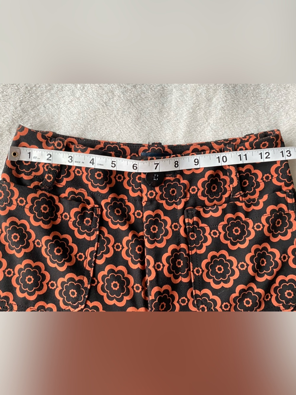 Anthropologie Maeve The Colette Wide-Leg Ponte Pants Black Orange MedallionSz 26 - Picture 15 of 16